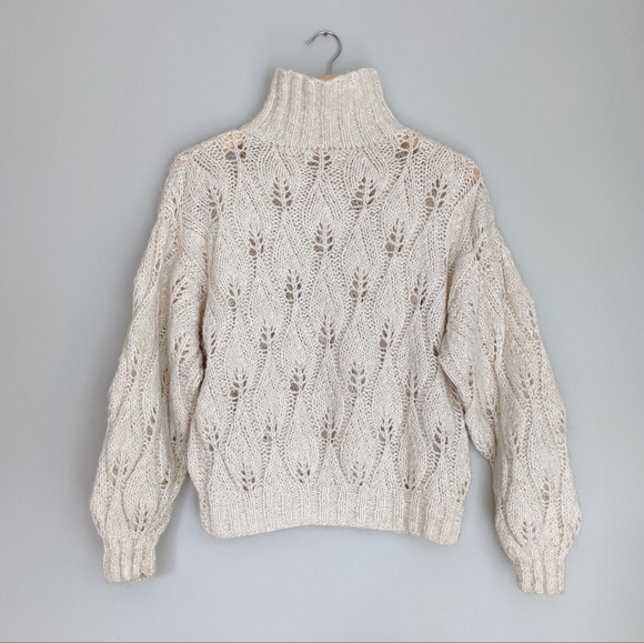 Handknit Pointelle Mockneck Sweater - Picture 1 of 6
